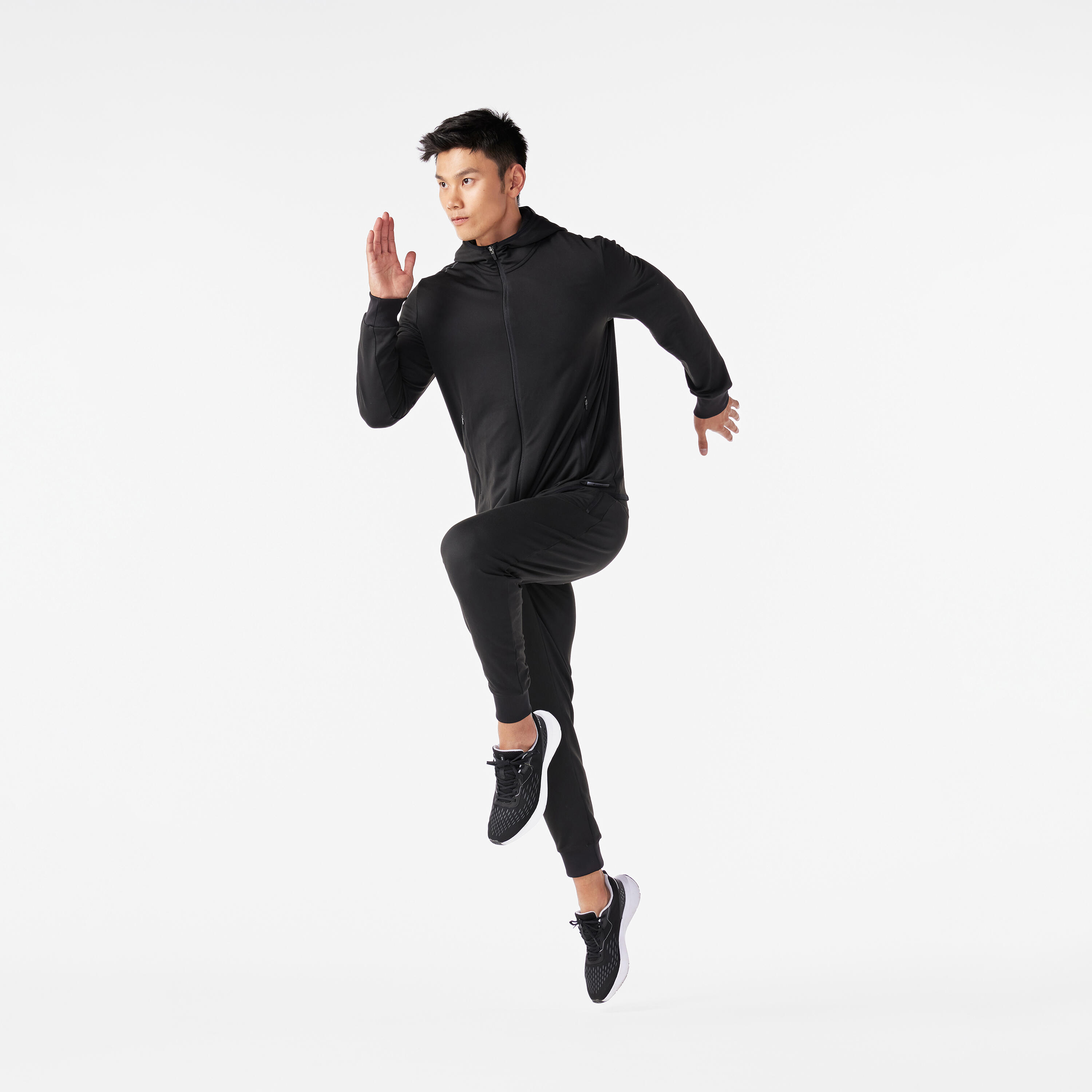 Men’s Warm Long Sleeve Running Jacket - Run 100 Black