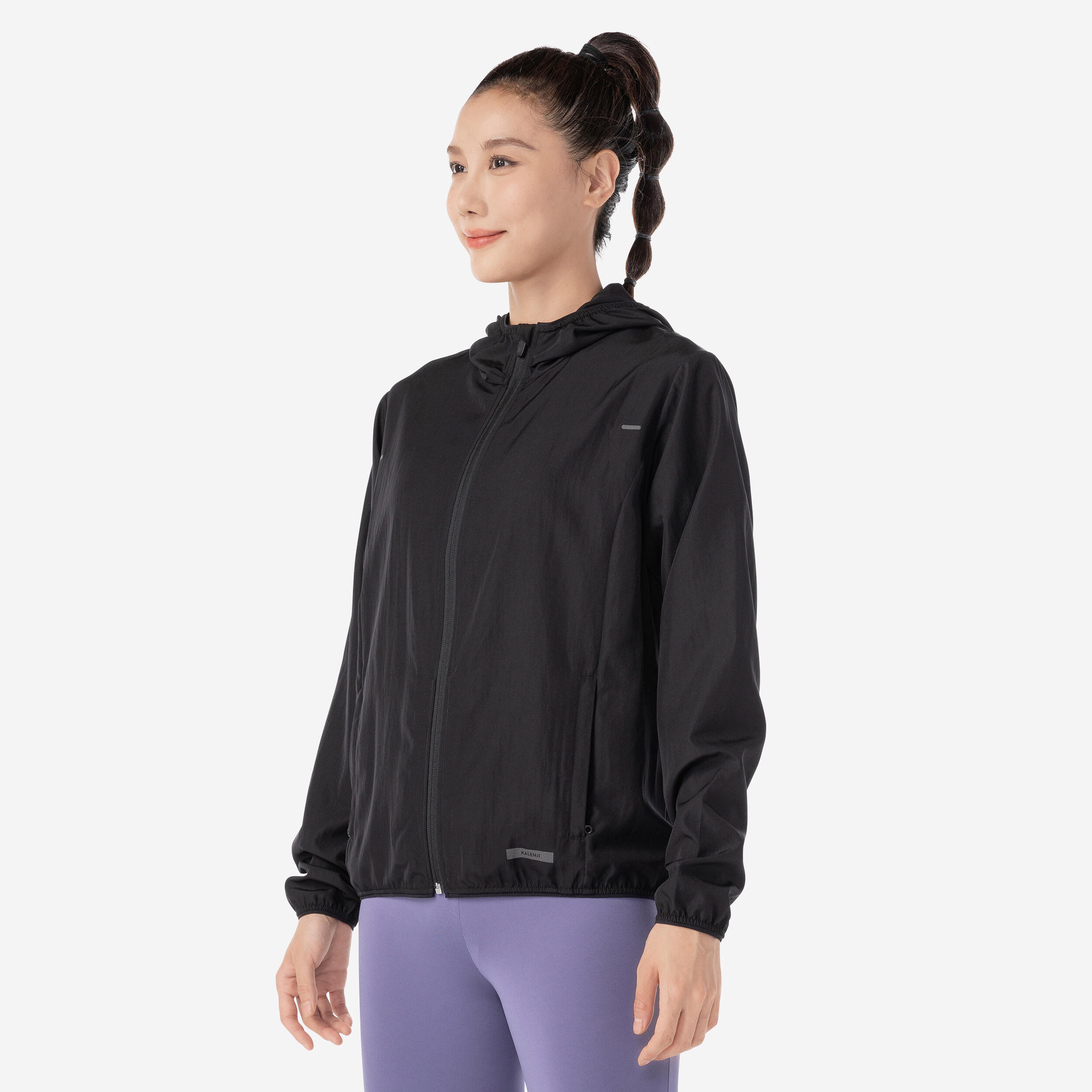 WOMEN'S RUN 100 WINDPROOF JACKET - BLACK