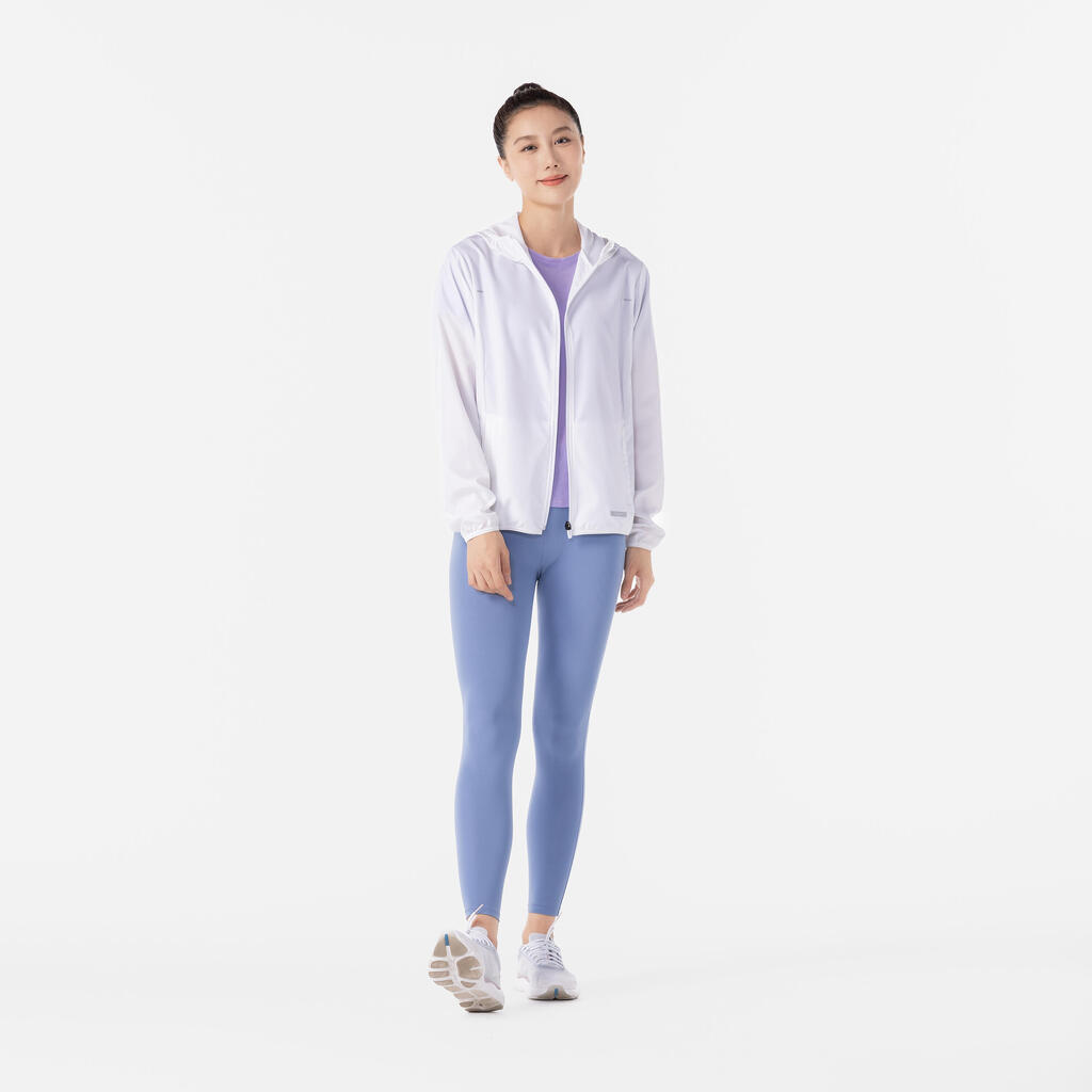 Veste coupe-vent de running Femme - KIPRUN Run 100 Wind Blanc ultra