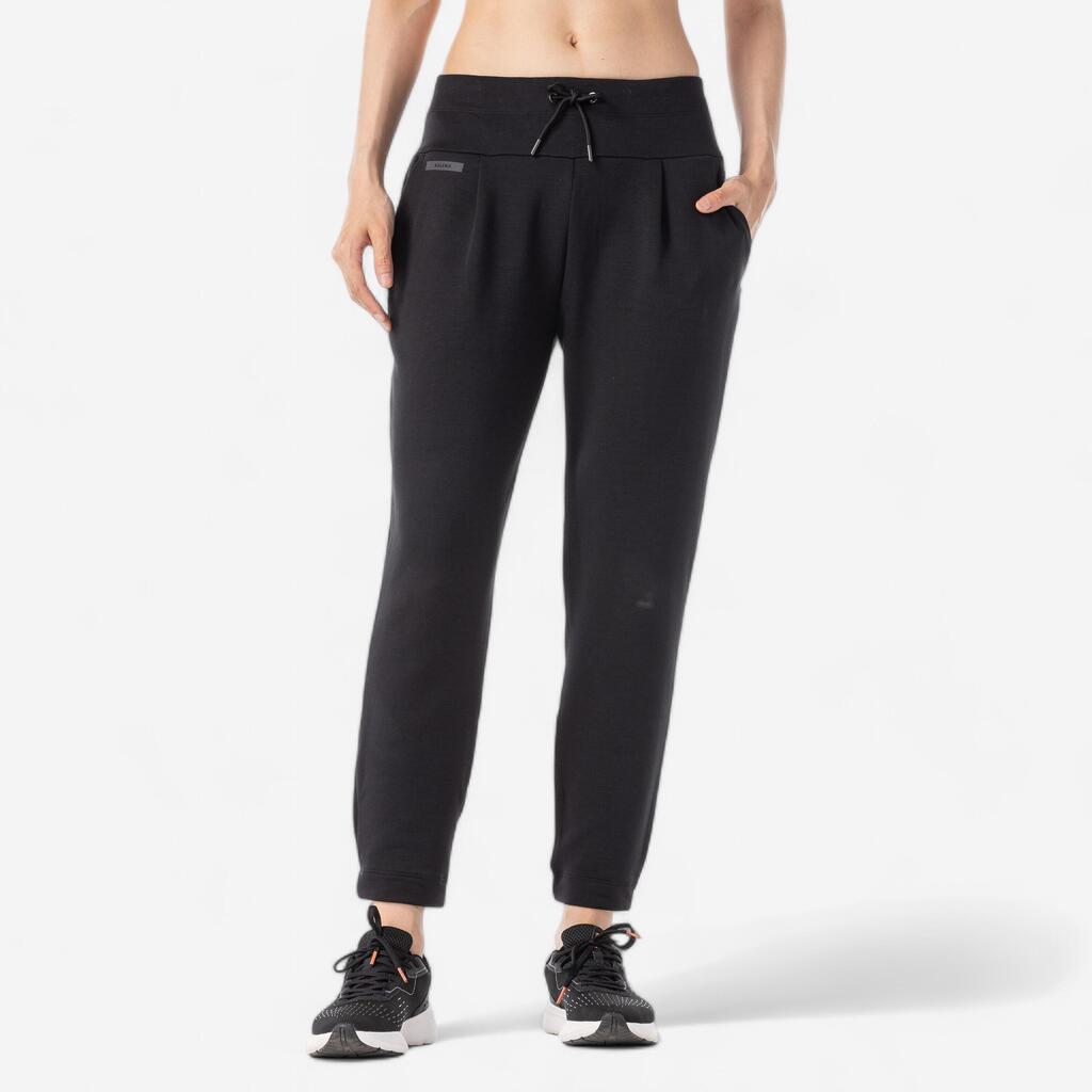 500 women's warm running/jogging trousers - black