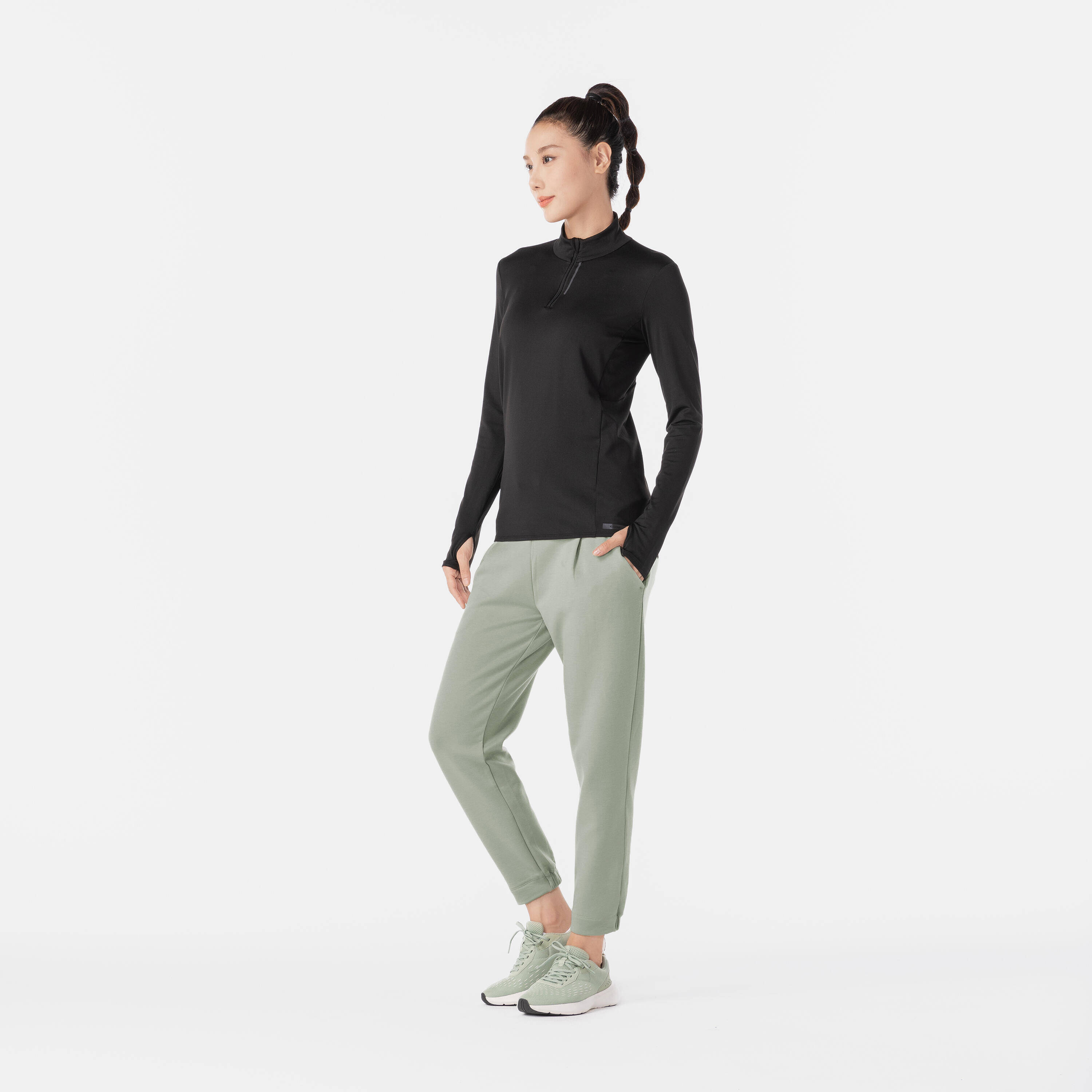KIPRUN Run 100 Dry Women's Breathable Long-Sleeved Running T-Shirt - Black -  2