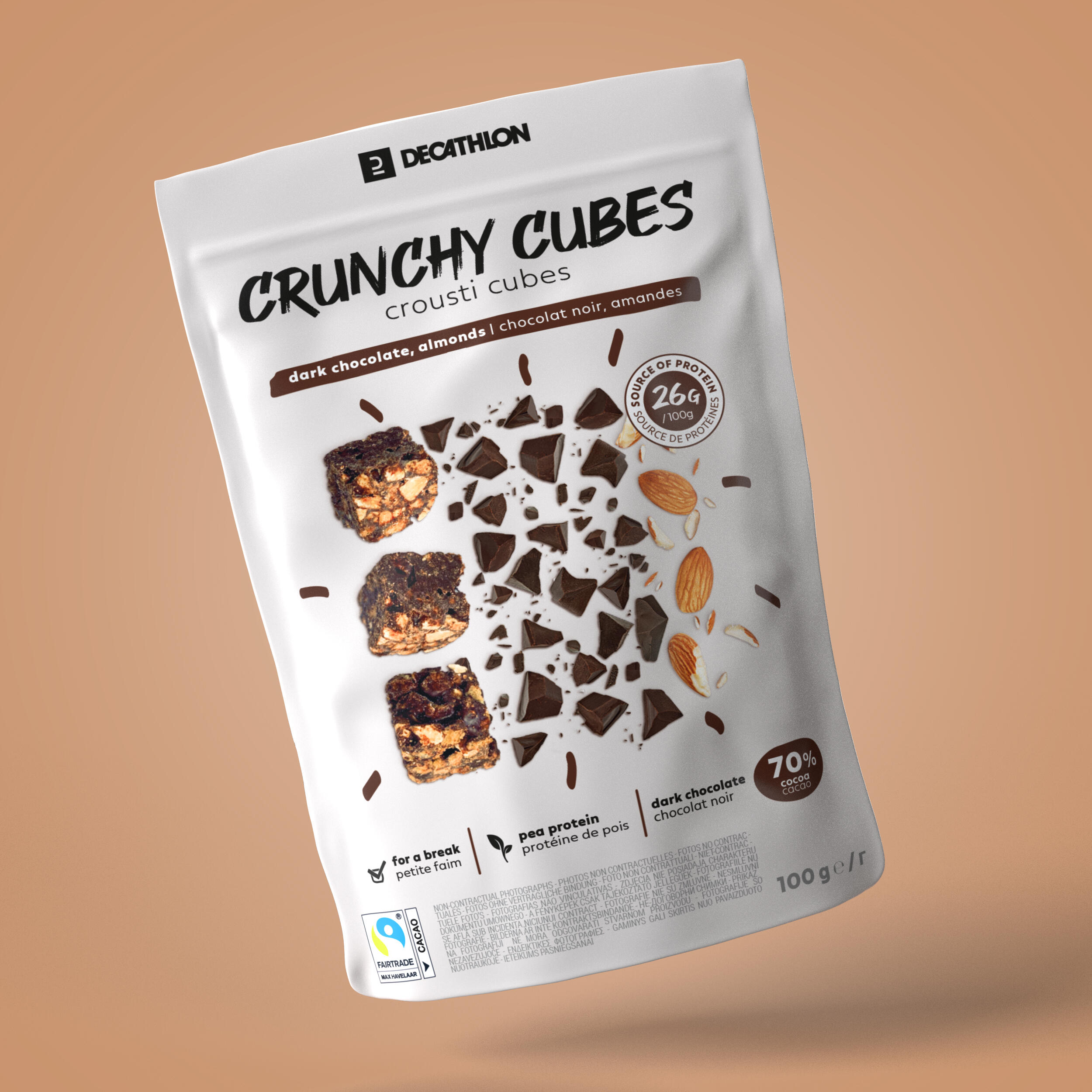 DECATHLON Chocolate protein snacks 100 GR - Crunchy cubes
