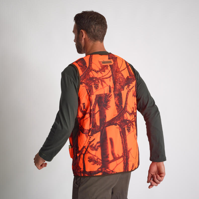 Vestă reversibilă camuflaj fluorescent/verde