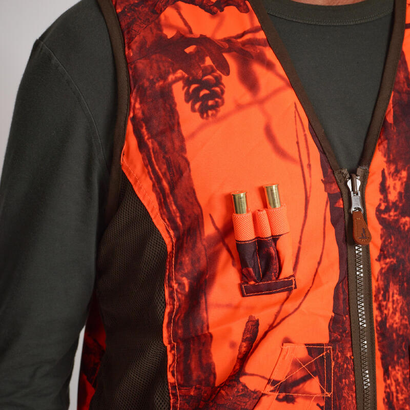 Vestă reversibilă camuflaj fluorescent/verde