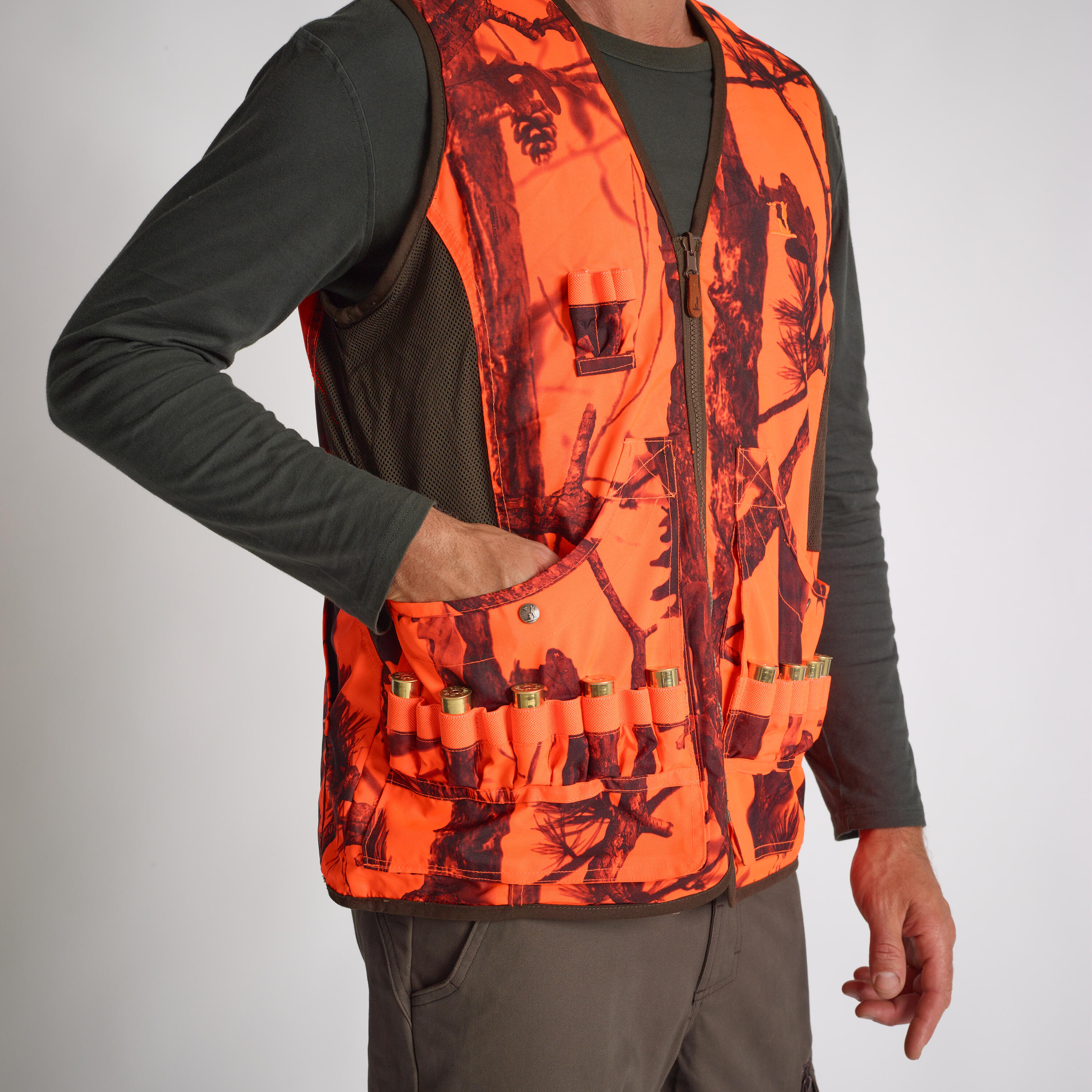 GILET REVERSIBLE PERCUSSION CAMO FLUO VERT PERCUSSION Decathlon