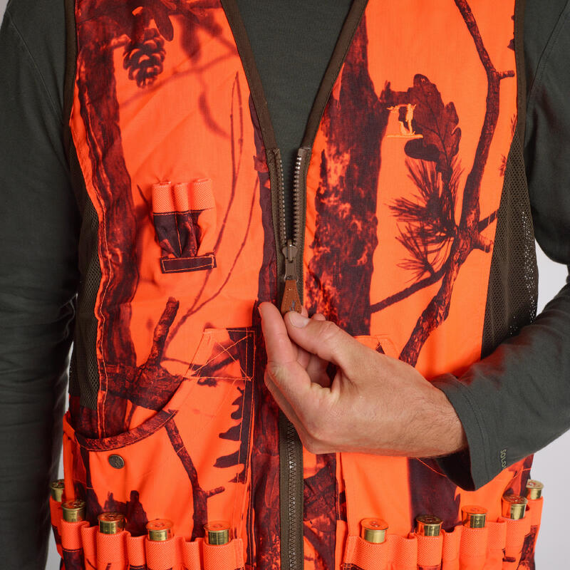 Vestă reversibilă camuflaj fluorescent/verde