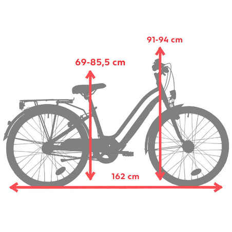 دراجة المدينة Elops 500 مقاس 24 بوصة للأطفال من 9 إلى 12 عامًا