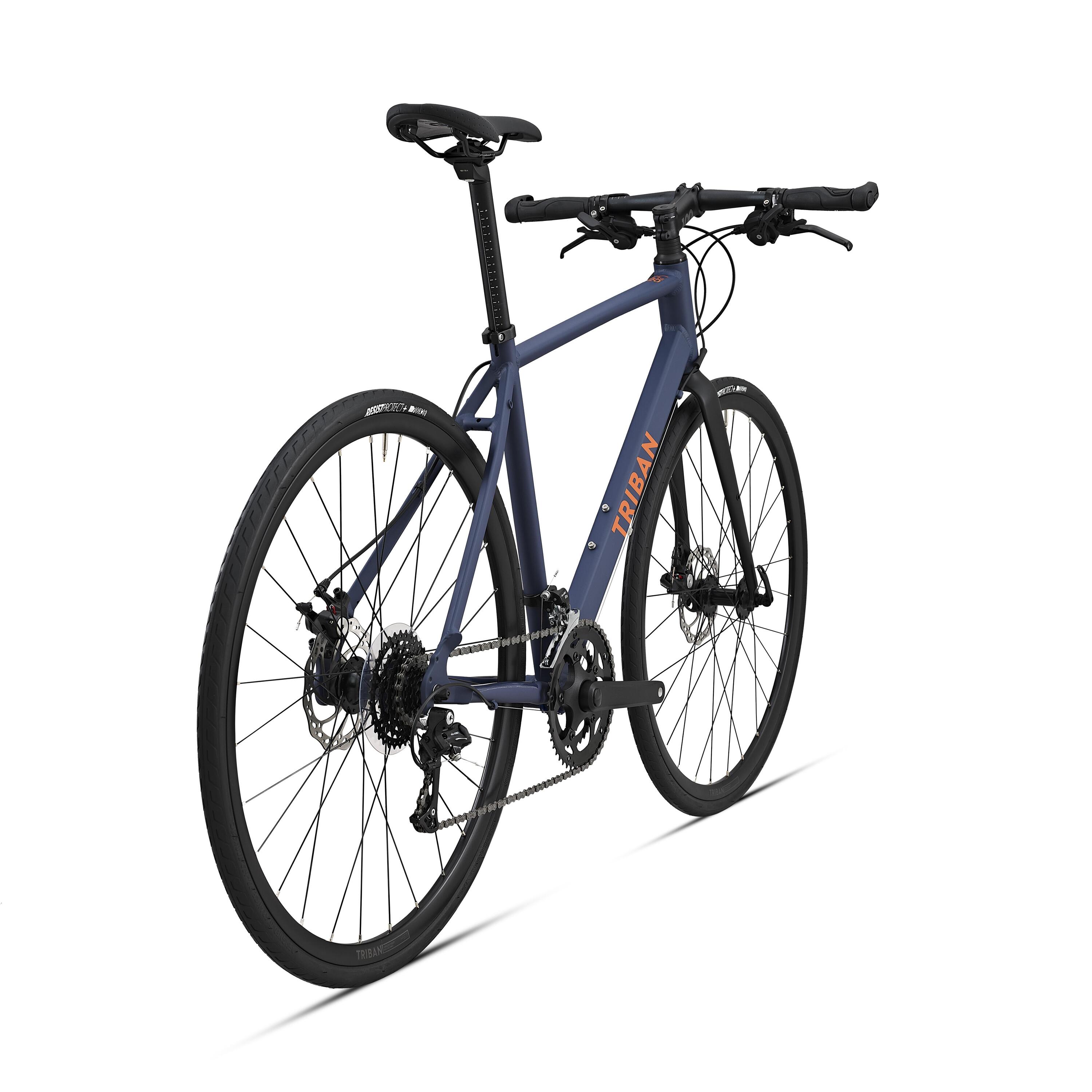 Racefiets / wielrenfiets RC120 flatbar microshift en schijfremmen blauw/oranje 3/9