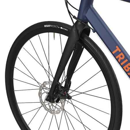 Ποδήλατο δρόμου με δίσκο και ίσιο τιμόνι RC120 ποδηλασίας αναψυχής-Navy/Orange