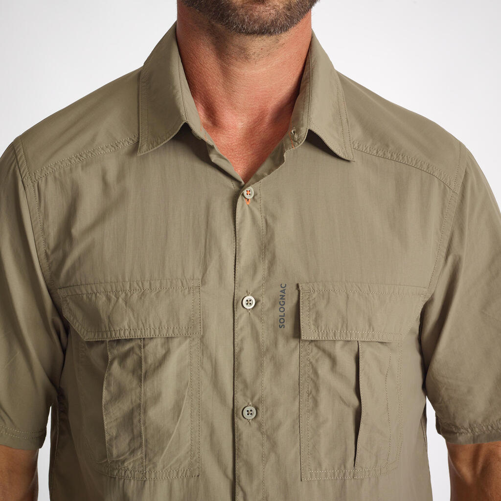 Κοντομάνικο ελαφρύ και διαπνέον κυνηγετικό πουκάμισο SG100 - ανοιχτό πράσινο