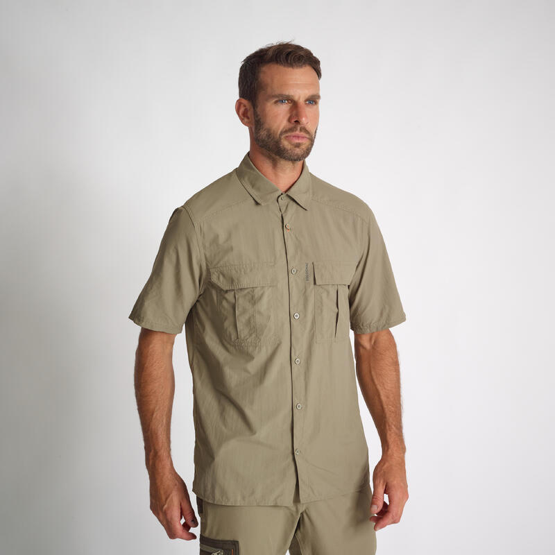 Erkek Kısa Kollu Avcı Gömleği - Yeşil - Avcılık ve Doğa Gözlemi - 100