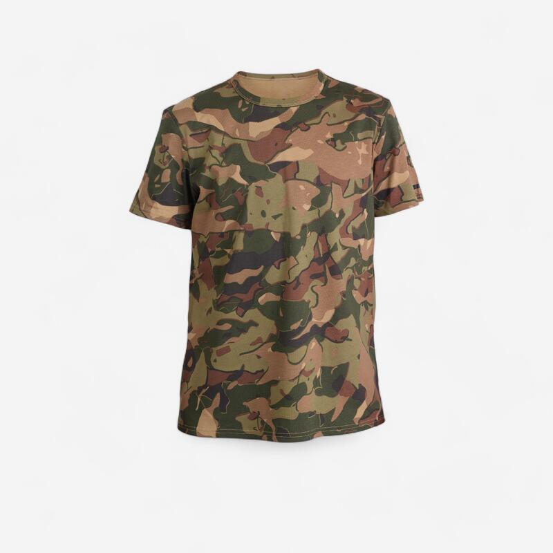 Camiseta Caza Solognac Niños Manga Corta Camuflaje Verde Island