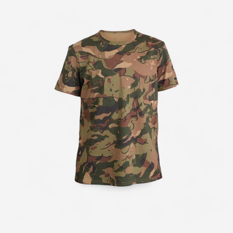 Kinder-T-shirt camouflage Woodland groen