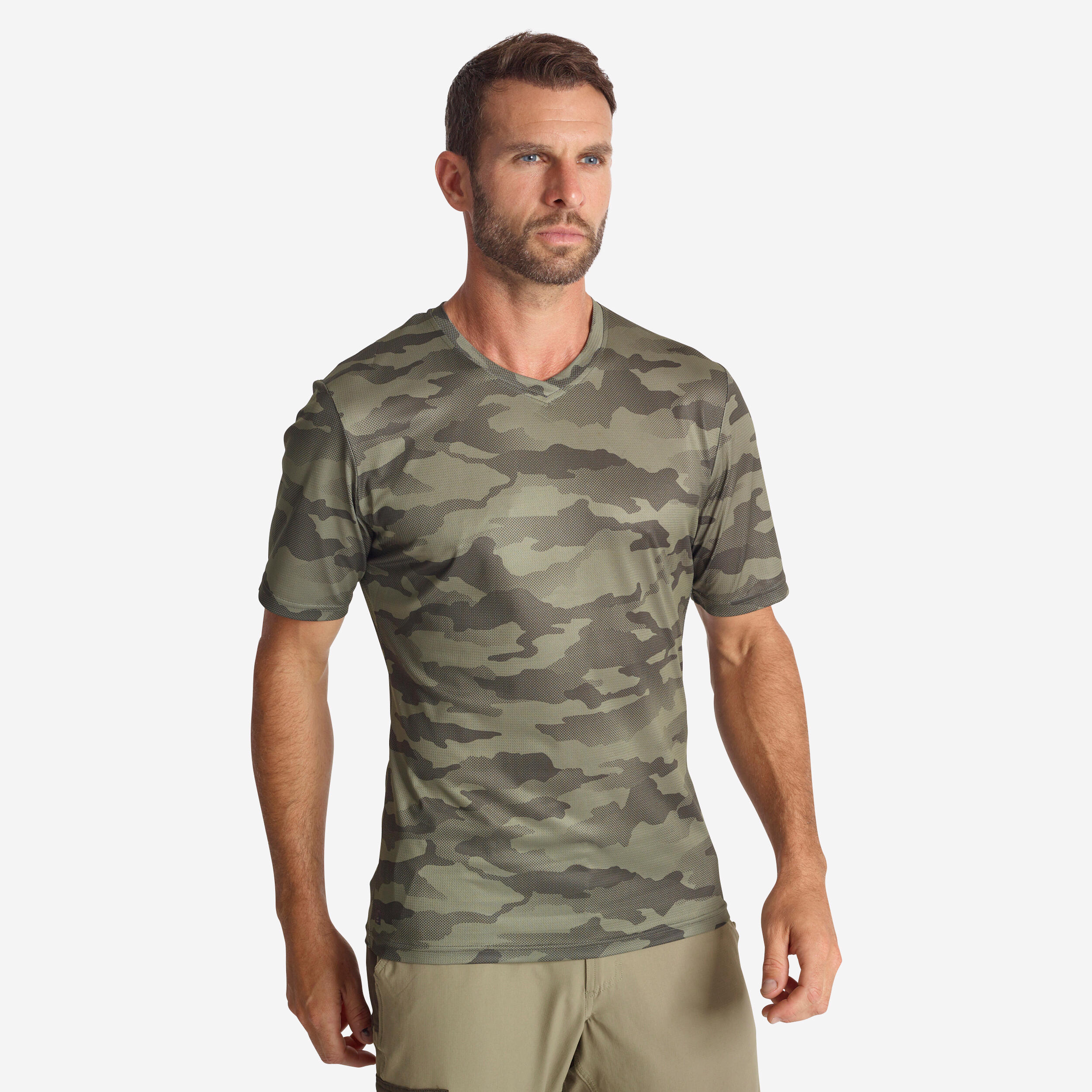 Decathlon | Maglia caccia 100 traspirante verde mimetico |  Solognac
