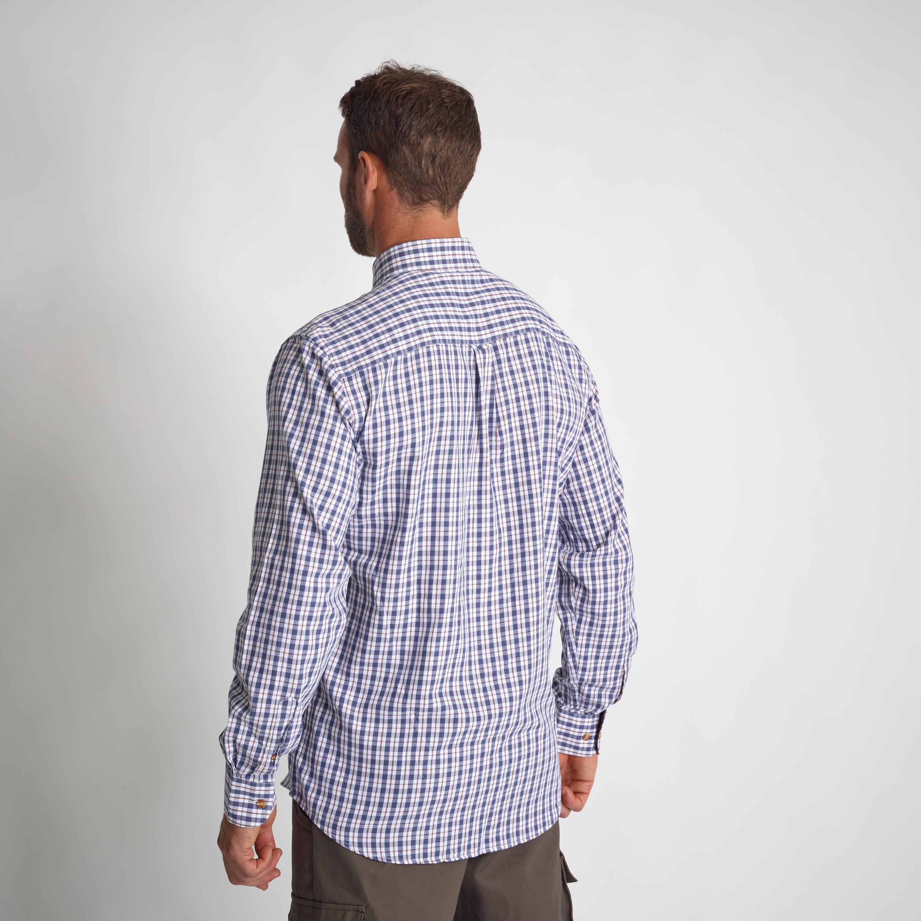 Geruit overhemd blauw bruin 2/5