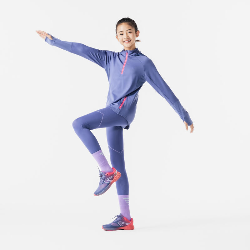 Kids' KIPRUN CARE 500 seamless running leggings - Grey mauve