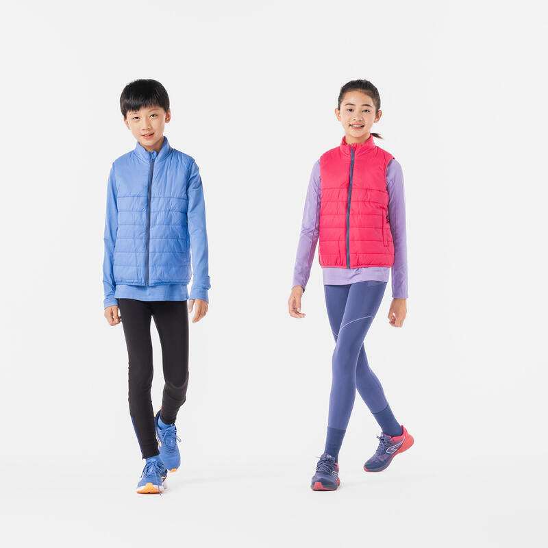 KIDS' WATERPROOF RUNNING JACKET WITH DETACHABLE INNER LAYER- KIPRUN 3 IN 1- PINK