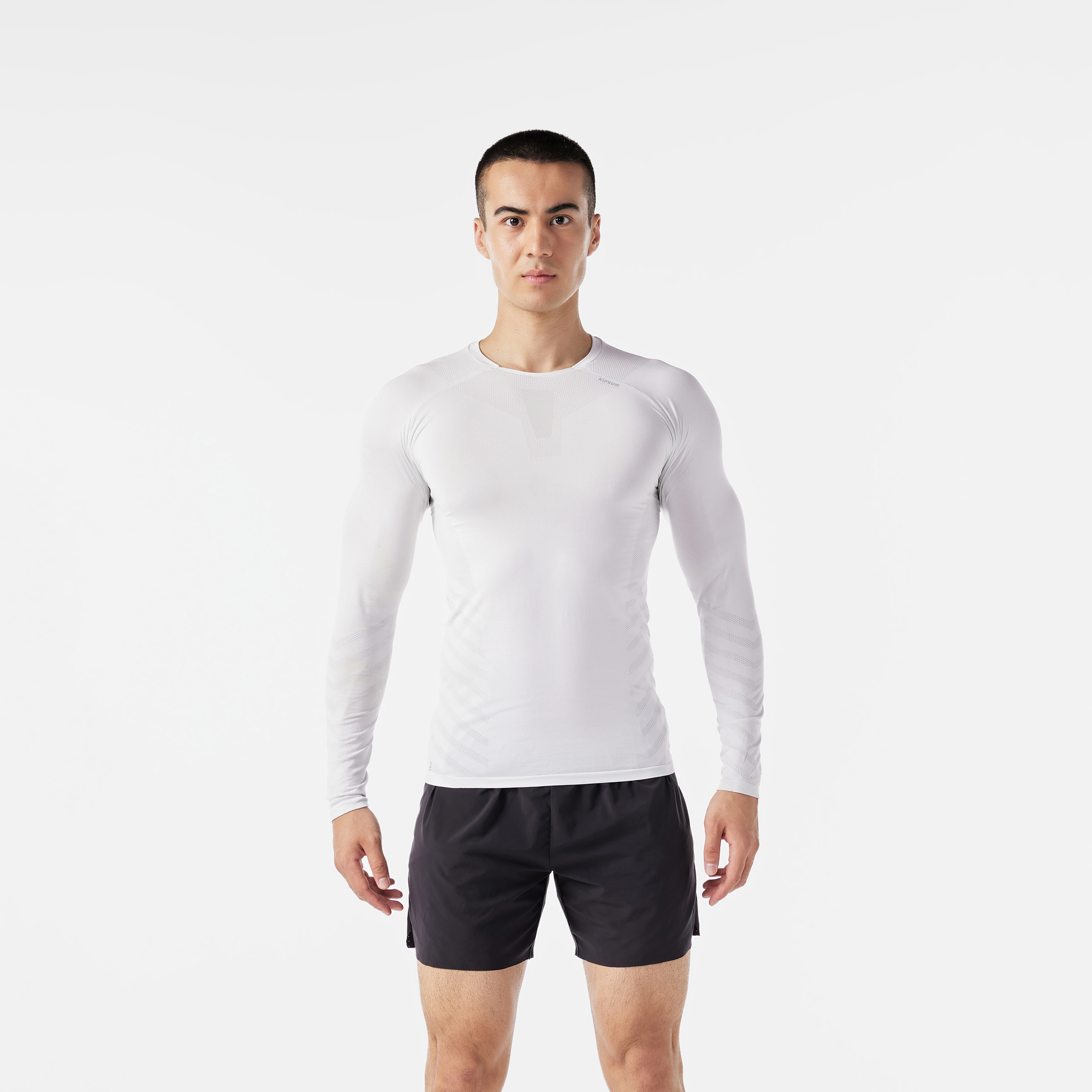 T-SHIRT RUNNING MANCHES LONGUES HIVER HOMME - KIPRUN SKINCARE BLANC