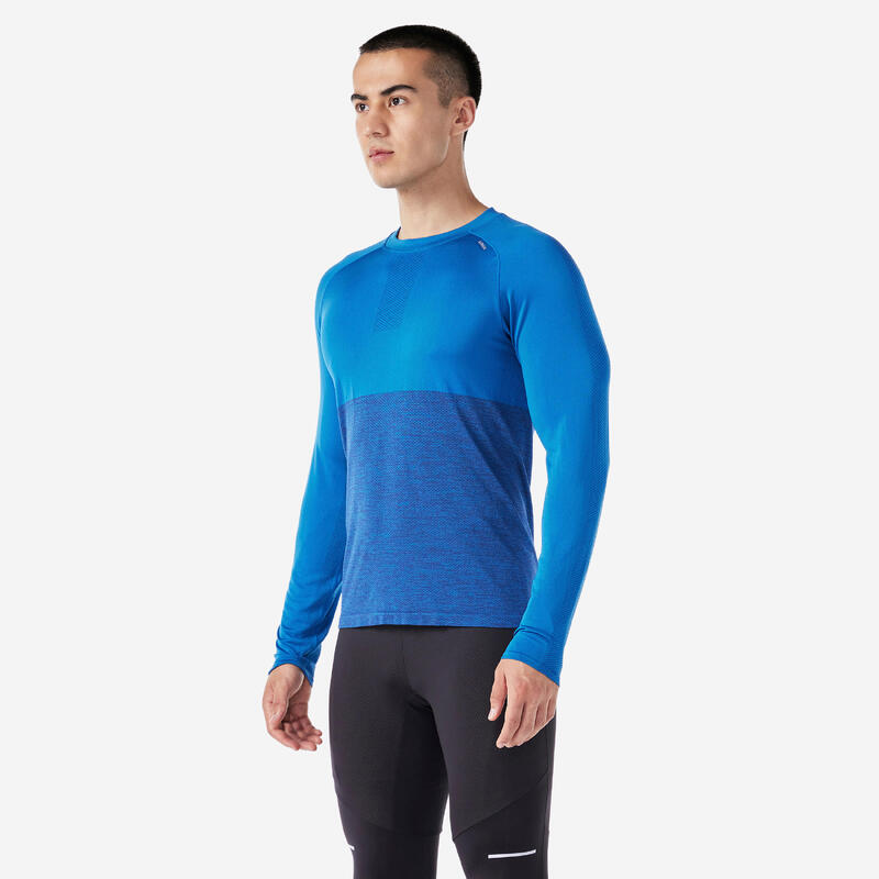 Pánské běžecké tričko s dlouhým rukávem Kiprun Care modré 