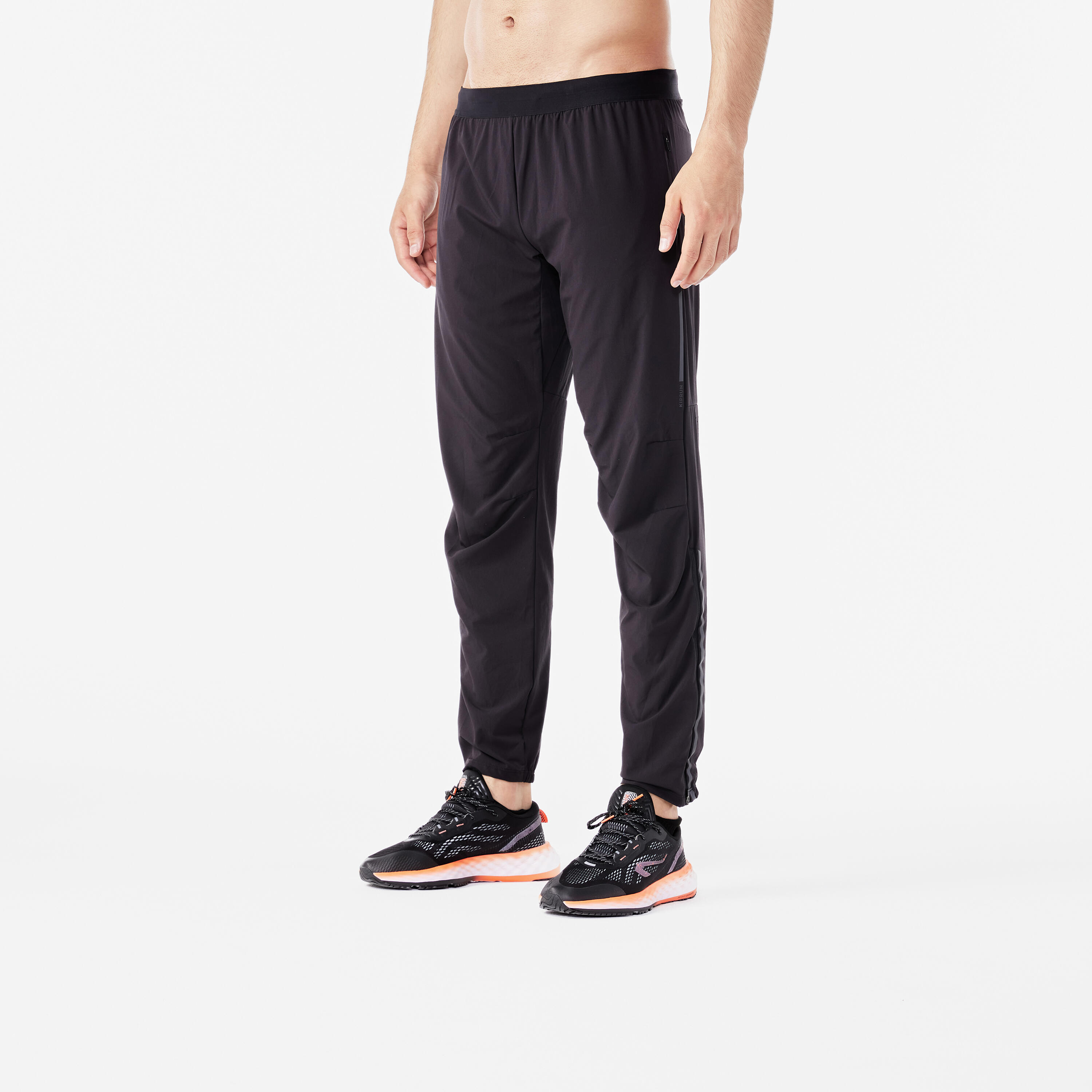 KIPRUN FITTED MEN'S RUNNING TROUSERS LIGHT BLACK