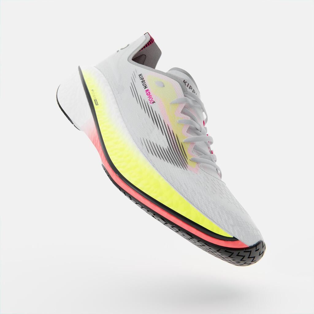 Tenis de running para Hombre Kiprun KD900X  con placa de carbono blanco/amarillo