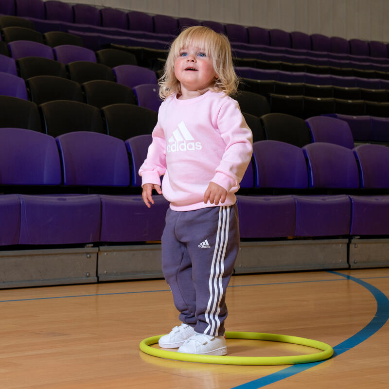 Tuta ADIDAS bambino ginnastica misto cotone felpato rosa da 1 a 5/6 anni