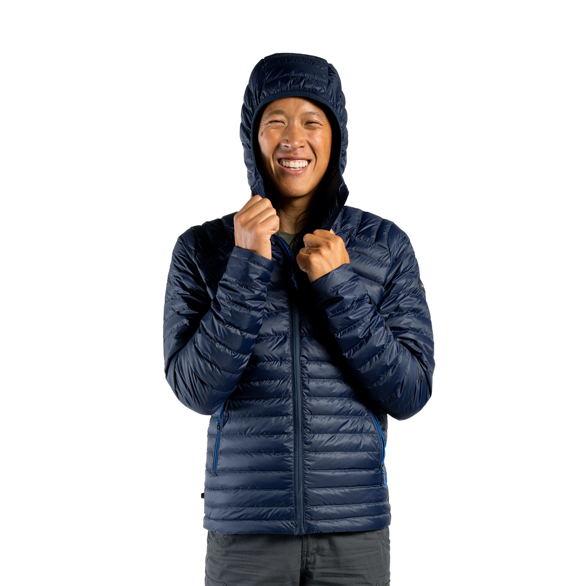 Men s Mountain Trekking Hooded Down Jacket MT100 5 C