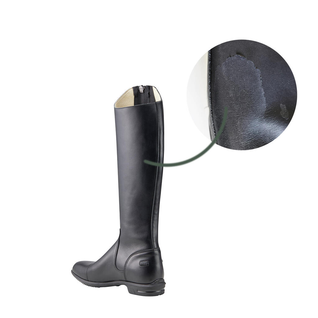 560 Adult Horse Riding Leather Long Boots - Black