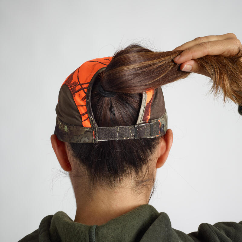 CASQUETTE FEMME CHASSE LÉGÈRE RESPIRANT CAMOUFLAGE TREEMETIC ORANGE 500