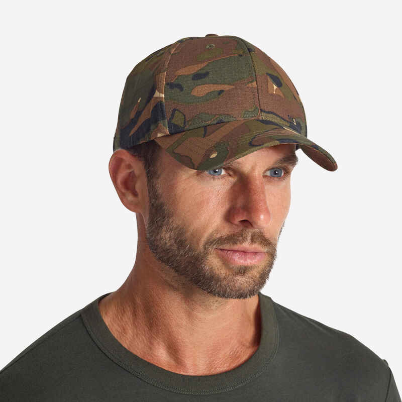 Durable hunting cap 500 - Woodland Camo Green and Brown