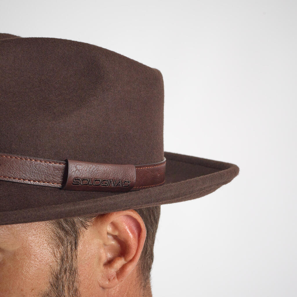 Warm Felt Hunting Hat - Brown