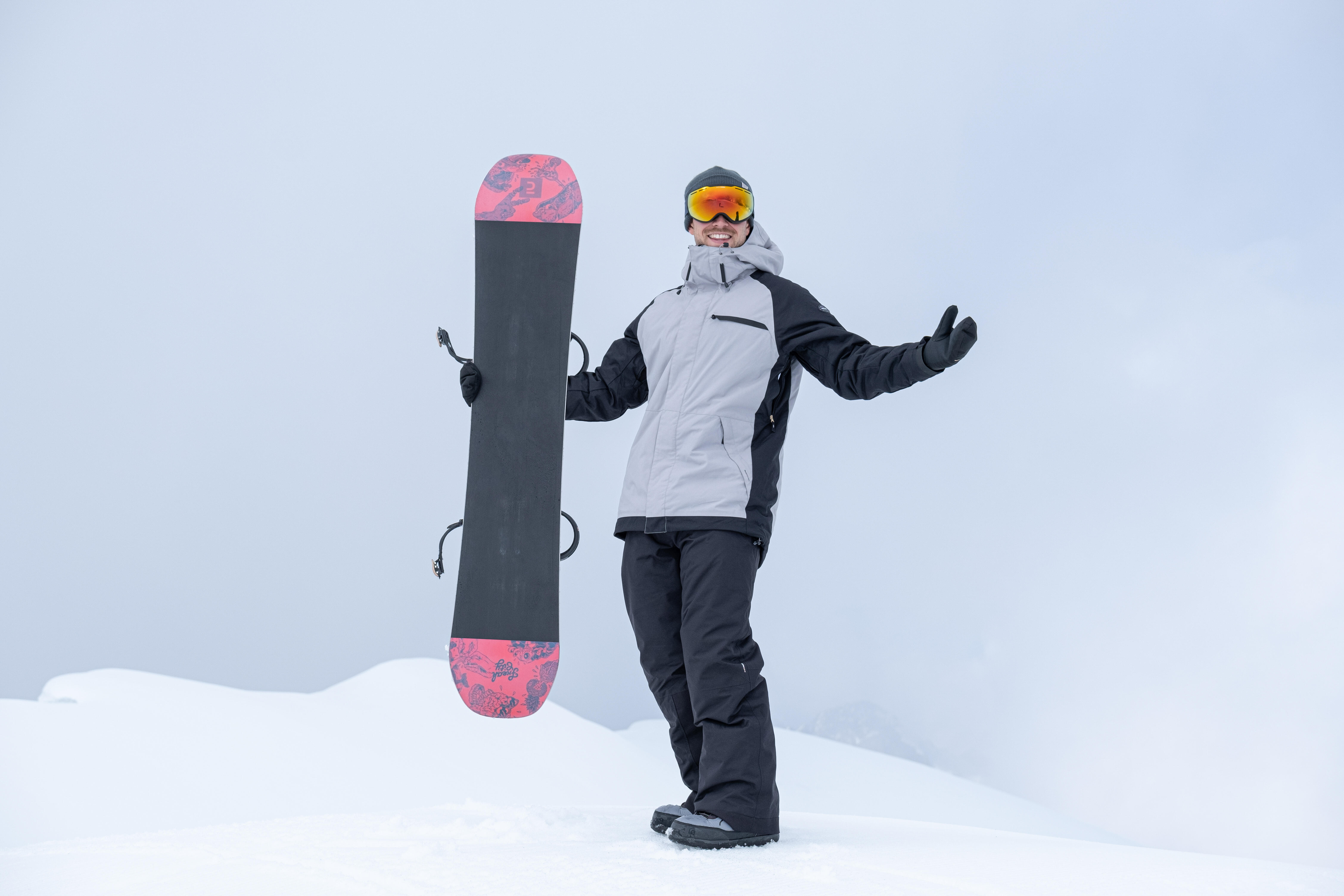 Men’s Snowboard Jacket - SNB 100 Grey/Black - DREAMSCAPE