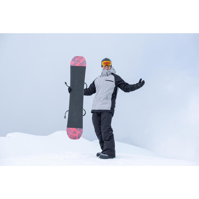 MEN’S SNOWBOARD JACKET SNB 100 - GREY AND BLACK