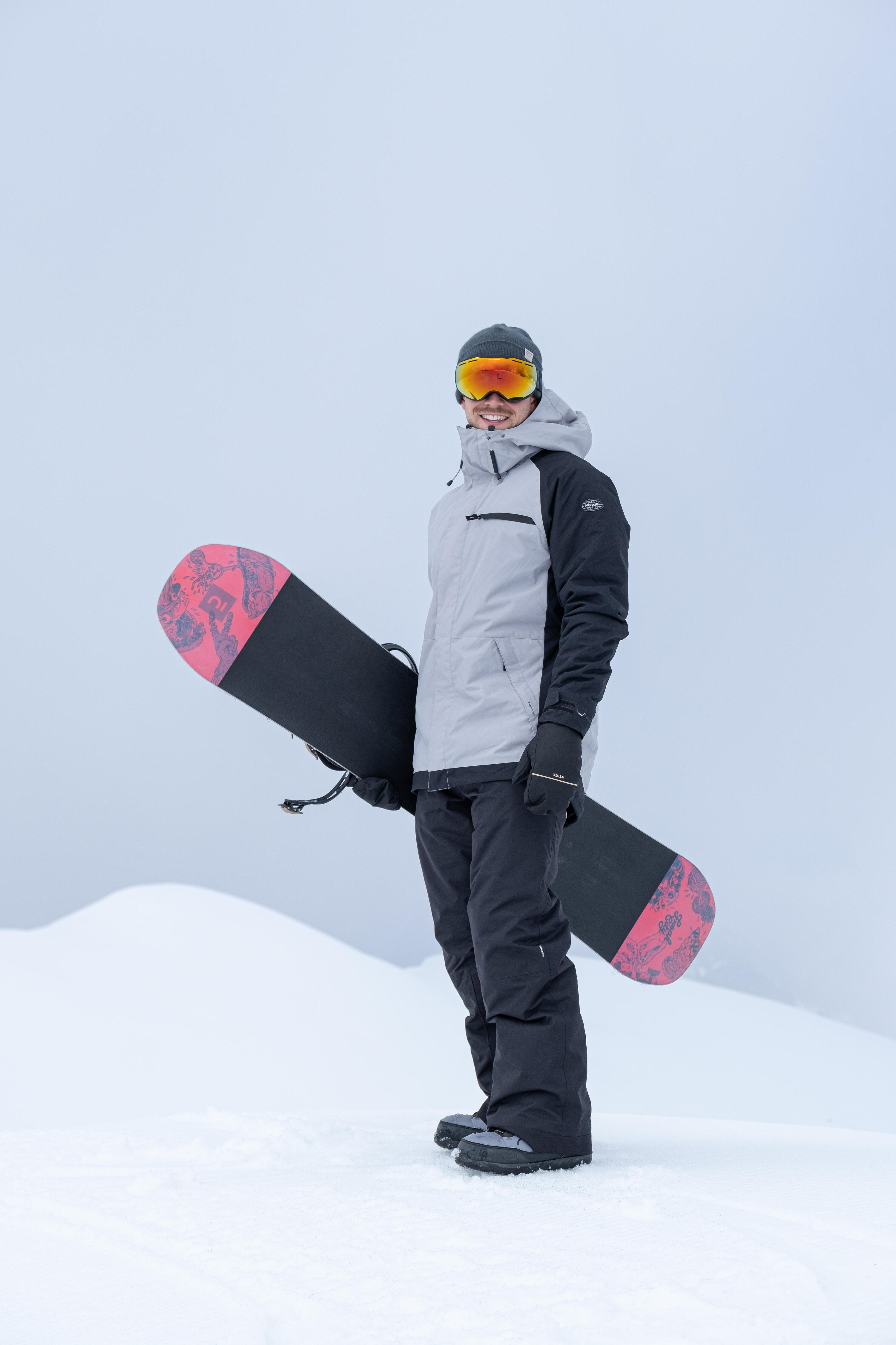 Casaco de snowboard quente e respirável homem, SNB 100 cinzento e preto 14/17
