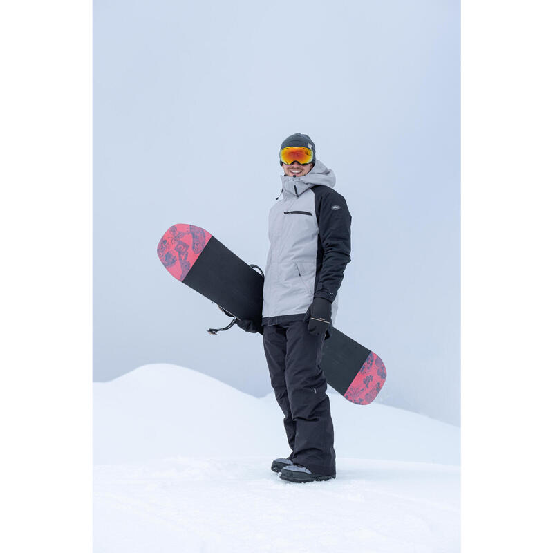 MEN’S SNOWBOARD JACKET SNB 100 - GREY AND BLACK