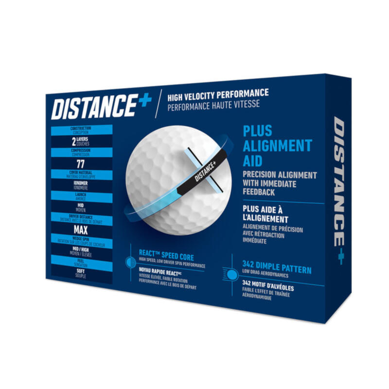 Bolas golf x12 - TAYLORMADE Distance+ blanco