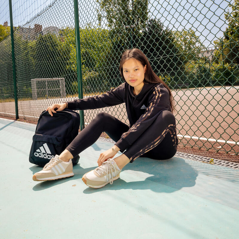 Felpa donna fitness Adidas 100% cotone con cappuccio nera