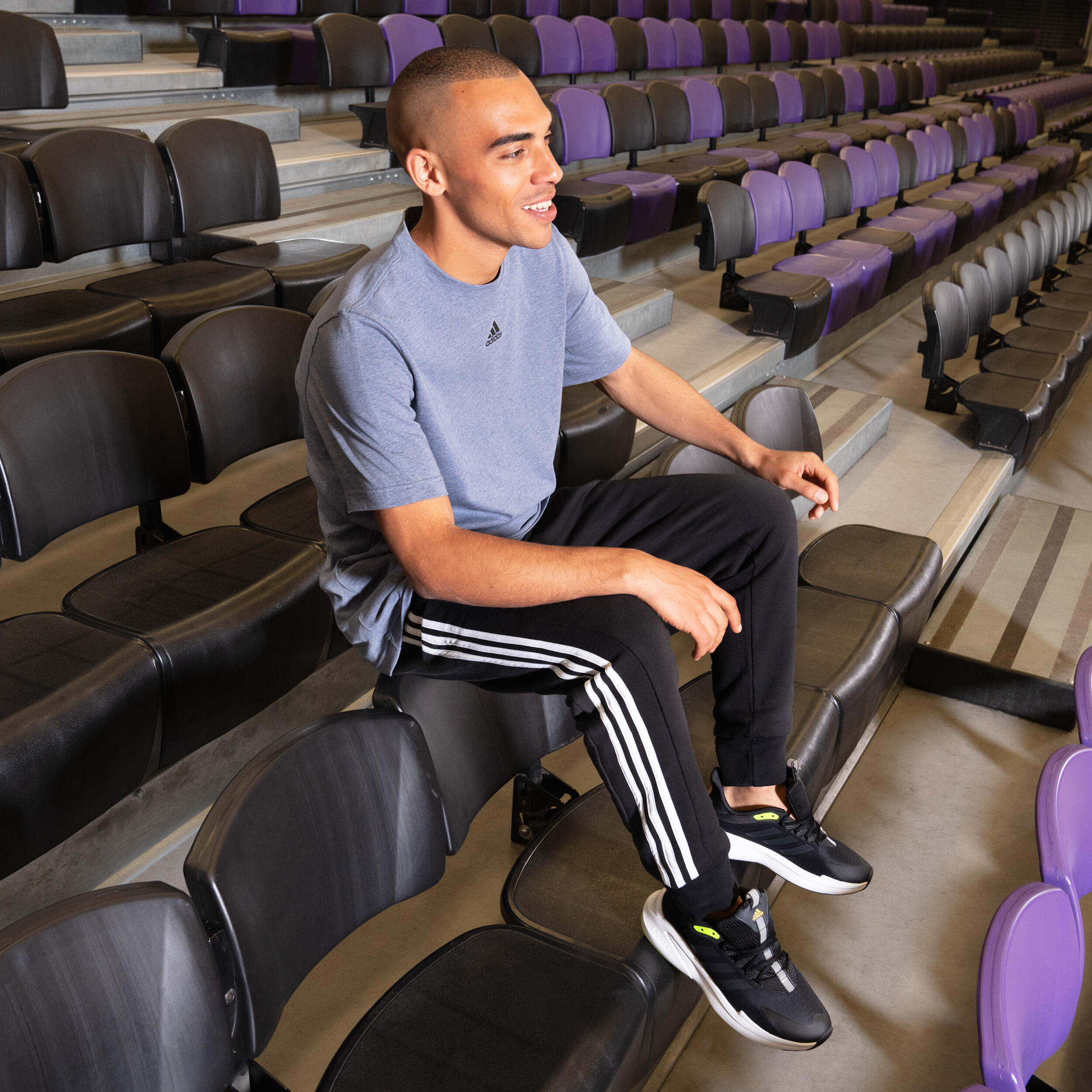 T-SHIRT DE FITNESS HOMEM ADIDAS AZUL/CINZENTO 8/10
