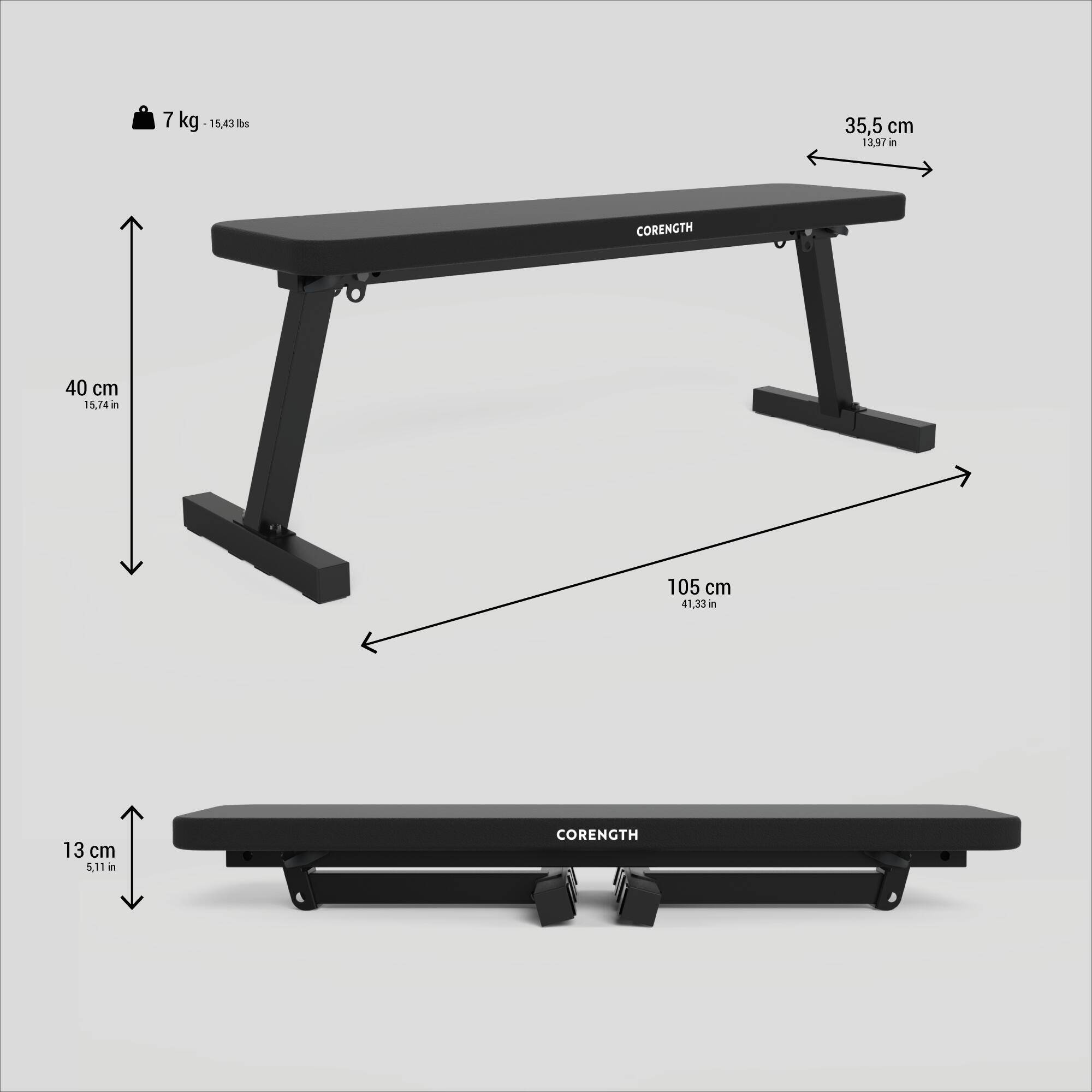Gym Bench 100, Foldable, Max Weight 200 kg, Beginner, Delivered Assembled -  4