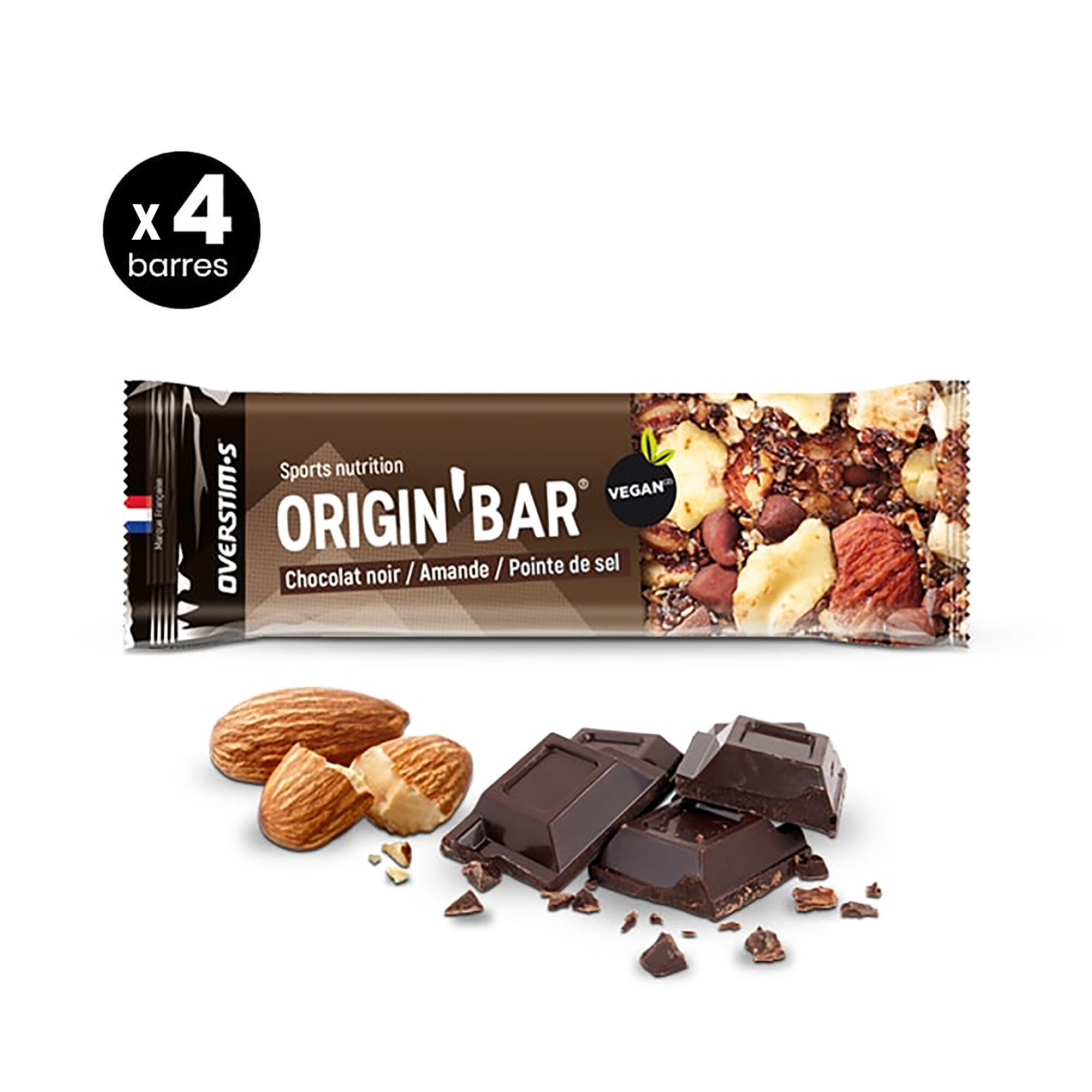 Overstim.s - Overstims Barre Origin' Bar Chocolat Noir - Amande - Pointe De Sel 4x 40g - Barre Céréales - Nutrition Et Soin - - Taille Unique - Decathlon