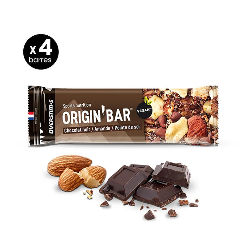 Energierepen Origin'Bar pure chocolade amandel zeezout 4x 40g