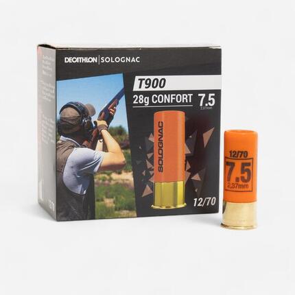 Cartouche ball trap t900 28g confort calibre 12/70 plomb n°7,5 x25