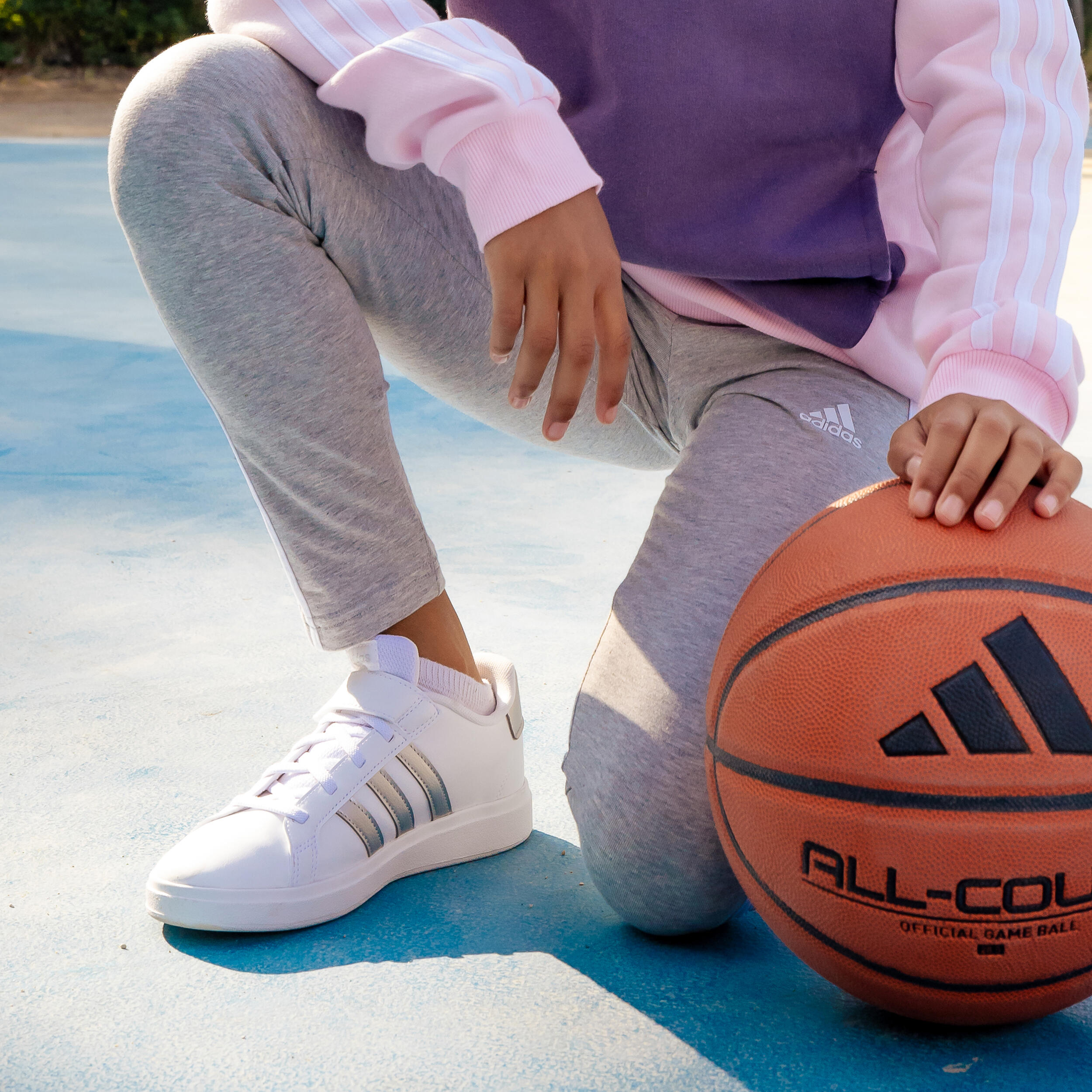 Leggings bambina ginnastica ADIDAS 3 STRISCE misto cotone grigi 8/8