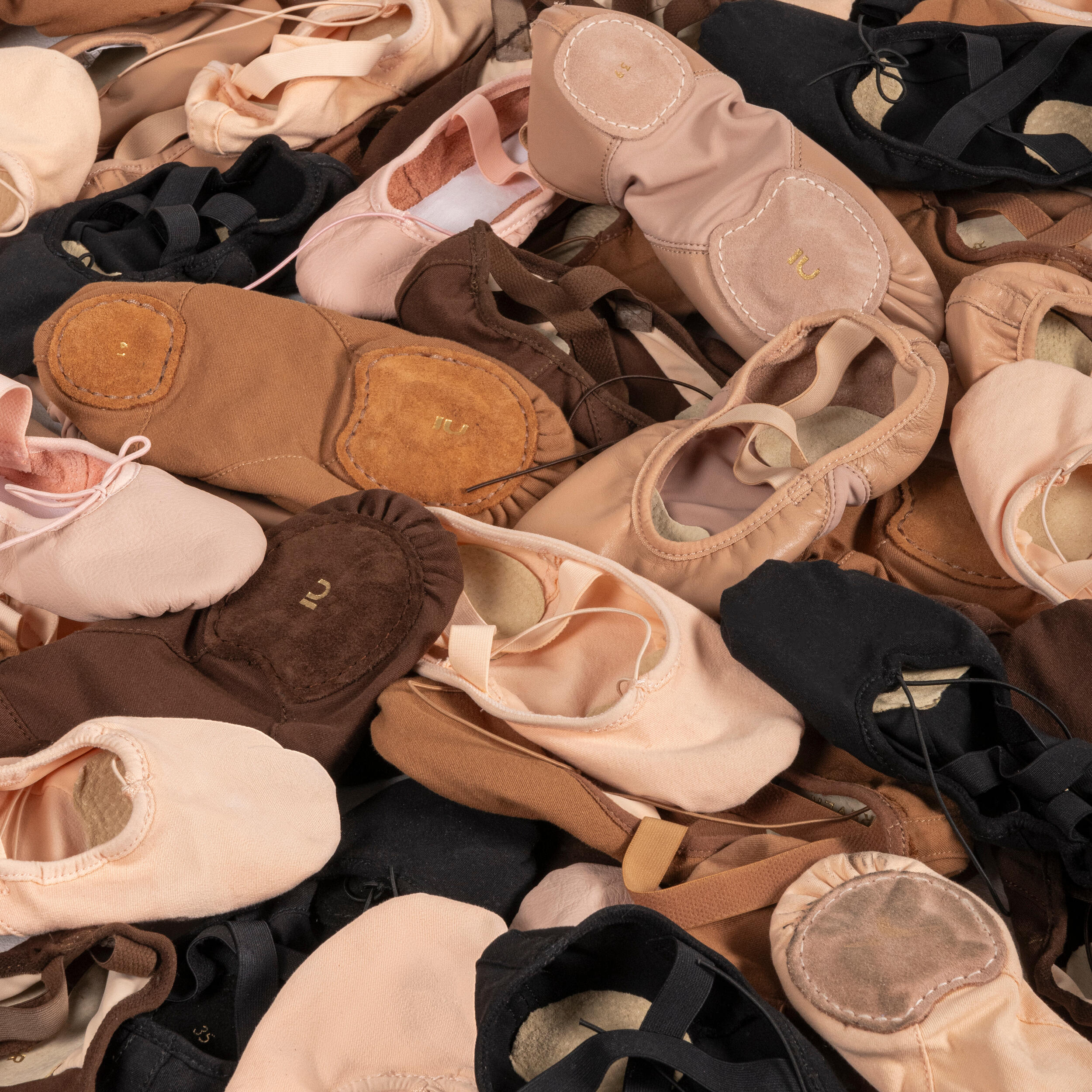 Ballettschuhe Damen geteilte Sohle Leinen - hellbraun  16/19