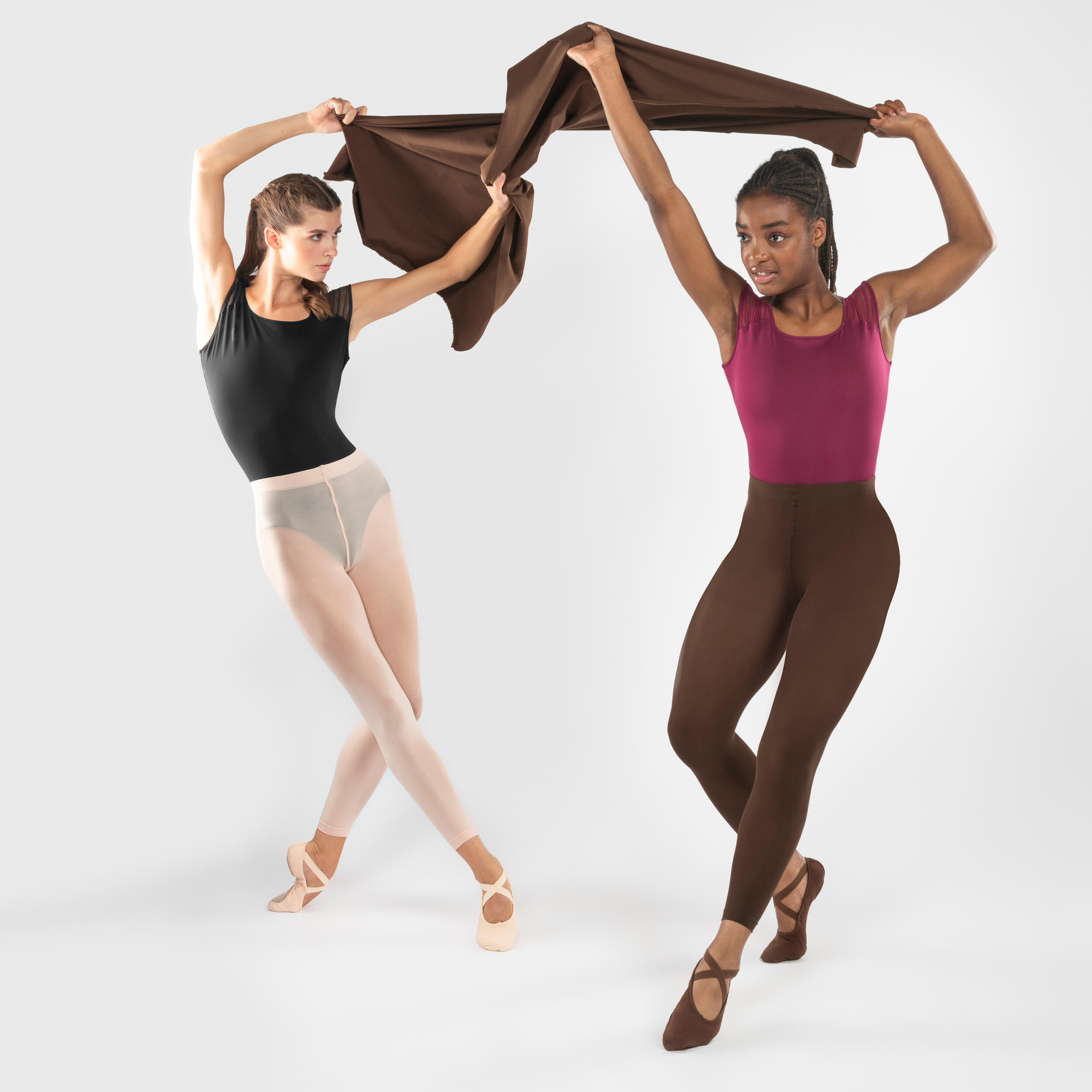Ballettschuhe Damen geteilte Sohle Leinen - hellbraun  10/19