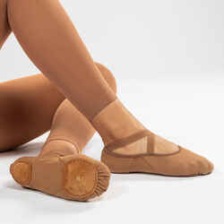 Split-Sole Stretch Canvas Demi-Pointe Ballet Shoes - Caramel