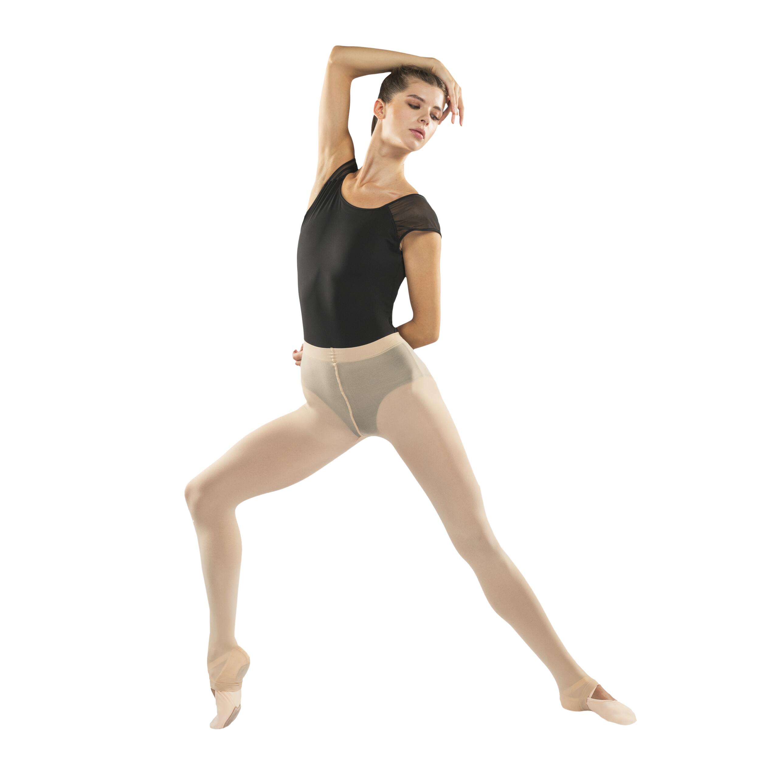 Leotardo Danza Clásica Mujer/Niña Negro Manga Corta Gasa 22/40