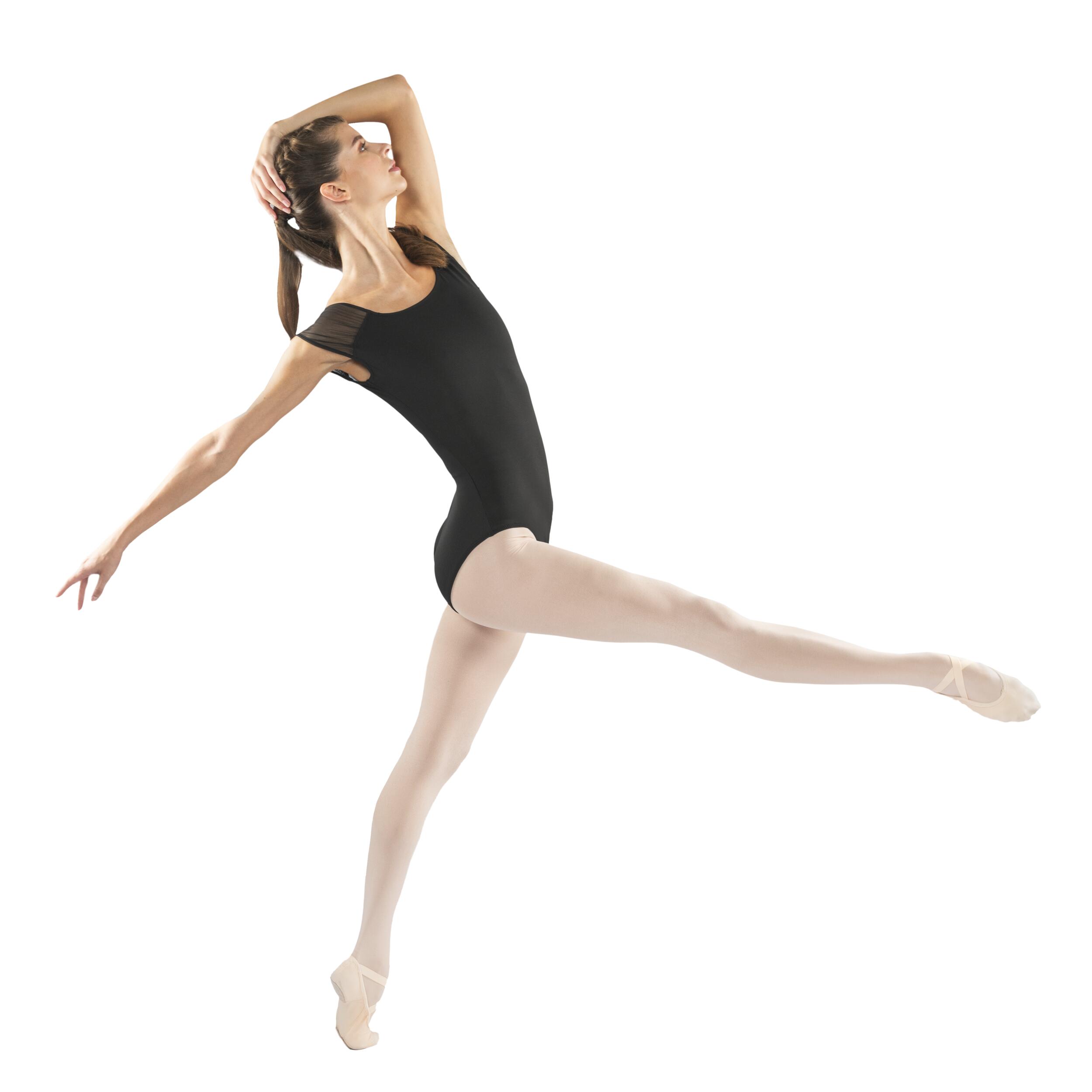 Leotardo Danza Clásica Mujer/Niña Negro Manga Corta Gasa 14/40