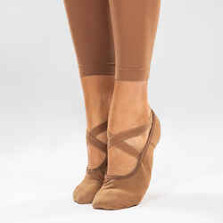 Split-Sole Stretch Canvas Demi-Pointe Ballet Shoes - Caramel