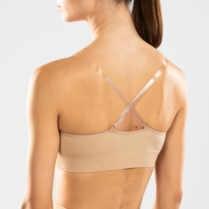 Tanz-Bustier Damen Performance mit wandelbaren Trägern - beige 